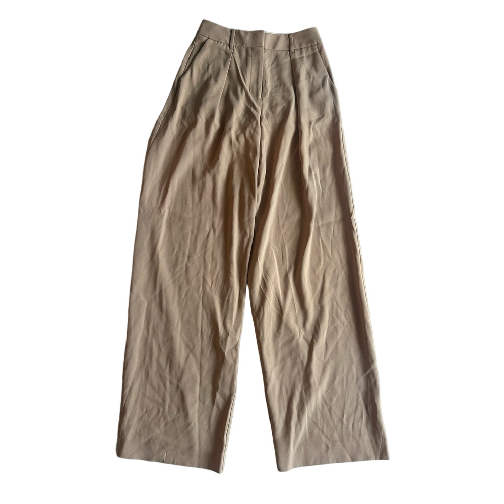 La Ligne New York Wide Leg Trousers Beige Size 0 quiet luxury old money